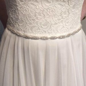 Beaded belt on white satin ribbon